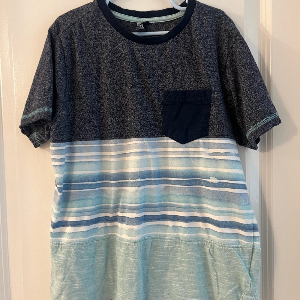 Blue Nautical Short Sleeve Tee with Stripes